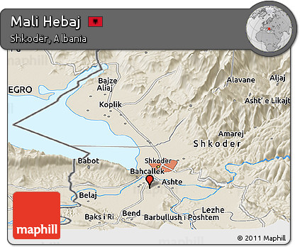 Shaded Relief Panoramic Map of Mali Hebaj