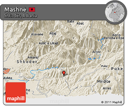 Shaded Relief Panoramic Map of Mashnë