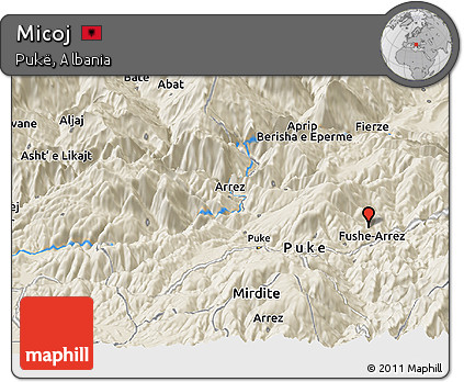 Shaded Relief Panoramic Map of Micoj