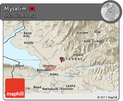 Shaded Relief Panoramic Map of Myselim