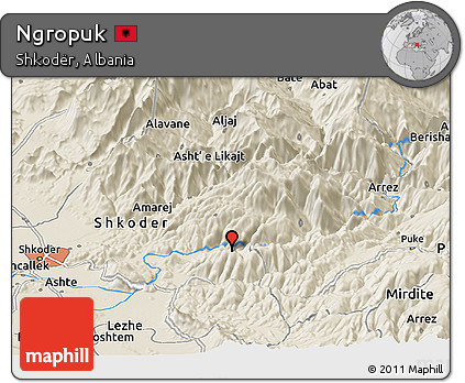 Shaded Relief Panoramic Map of Ngropuk