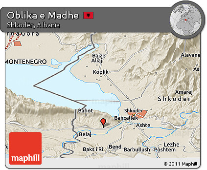Shaded Relief Panoramic Map of Oblika E Madhe