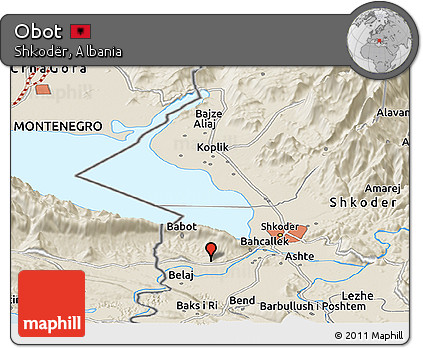 Shaded Relief Panoramic Map of Obot