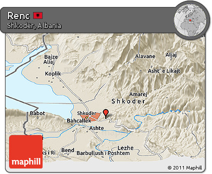 Shaded Relief Panoramic Map of Renc