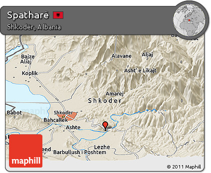 Shaded Relief Panoramic Map of Spatharë
