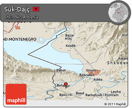 Shaded Relief Panoramic Map of Suk-Dajç