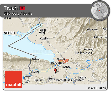 Shaded Relief Panoramic Map of Trush