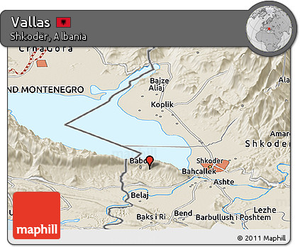 Shaded Relief Panoramic Map of Vallas