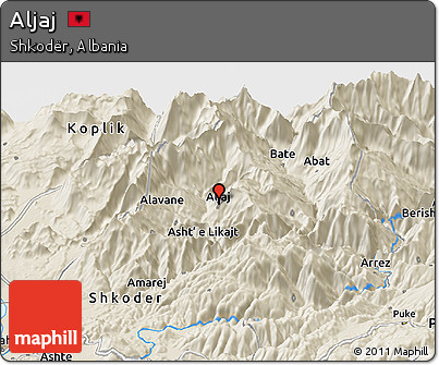 Shaded Relief Panoramic Map of Aljaj