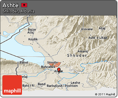 Shaded Relief Panoramic Map of Ashtë