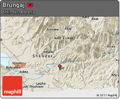 Shaded Relief Panoramic Map of Brungaj