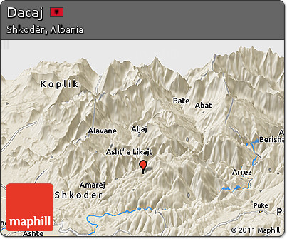 Shaded Relief Panoramic Map of Dacaj
