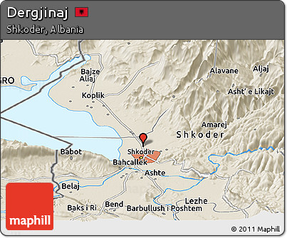Shaded Relief Panoramic Map of Dergjinaj