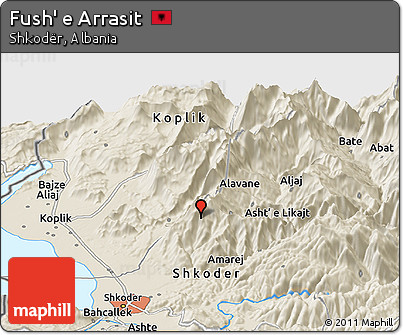 Shaded Relief Panoramic Map of Fush' E Arrasit