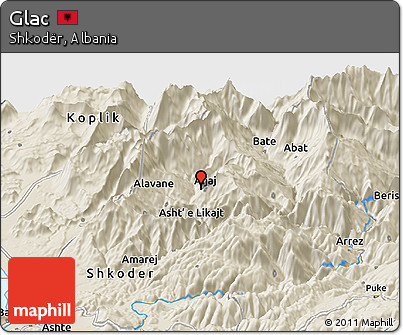 Shaded Relief Panoramic Map of Glac