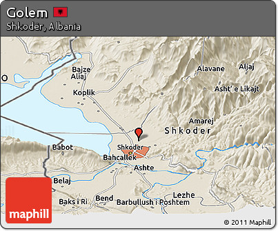 Shaded Relief Panoramic Map of Golem