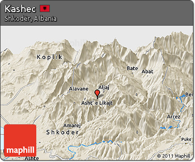Shaded Relief Panoramic Map of Kashec