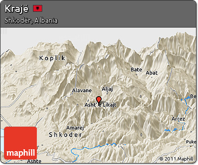 Shaded Relief Panoramic Map of Krajë