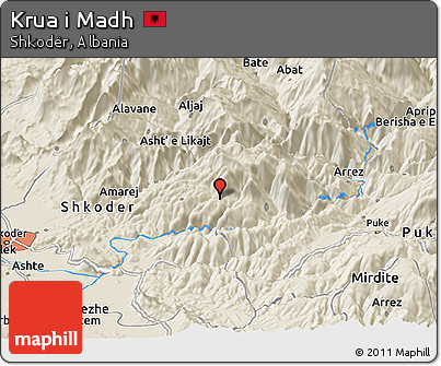 Shaded Relief Panoramic Map of Krua I Madh