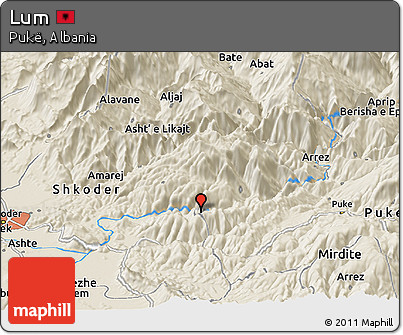 Shaded Relief Panoramic Map of Lum