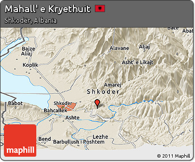 Shaded Relief Panoramic Map of Mahall' E Kryethuit