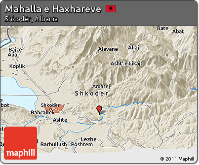 Shaded Relief Panoramic Map of Mahalla E Haxhareve