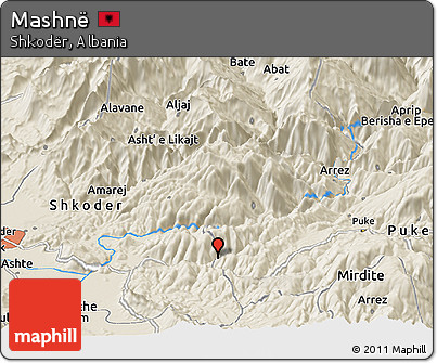 Shaded Relief Panoramic Map of Mashnë