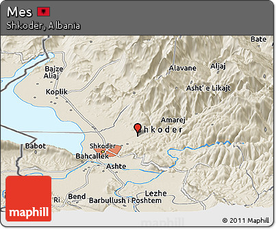 Shaded Relief Panoramic Map of Mes