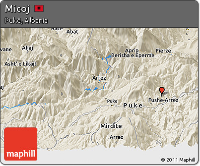 Shaded Relief Panoramic Map of Micoj