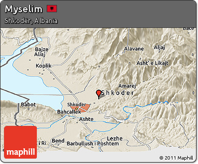 Shaded Relief Panoramic Map of Myselim