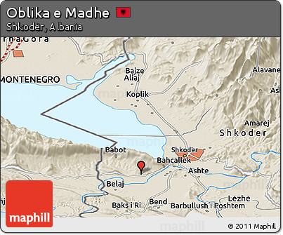 Shaded Relief Panoramic Map of Oblika E Madhe