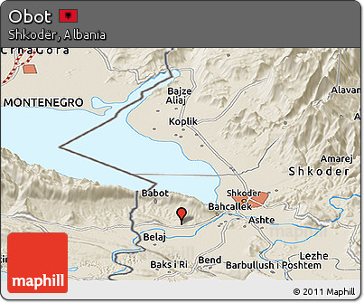 Shaded Relief Panoramic Map of Obot