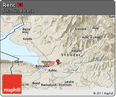 Shaded Relief Panoramic Map of Renc