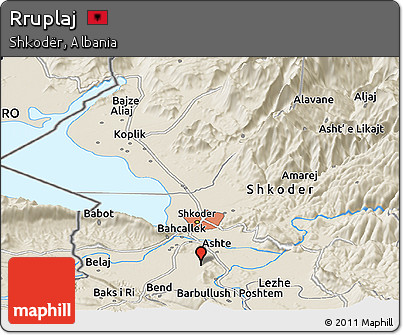 Shaded Relief Panoramic Map of Rruplaj