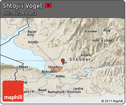 Shaded Relief Panoramic Map of Shtoji I Vogël