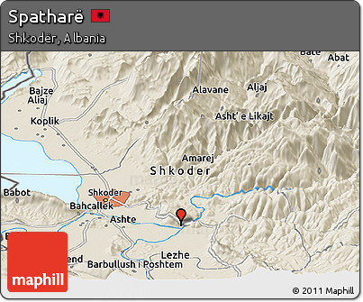 Shaded Relief Panoramic Map of Spatharë