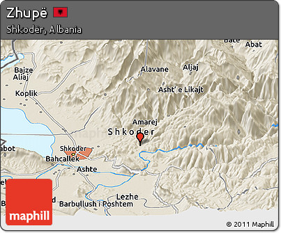 Shaded Relief Panoramic Map of Zhupë