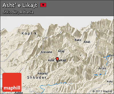 Shaded Relief Panoramic Map of Asht' E Likajt