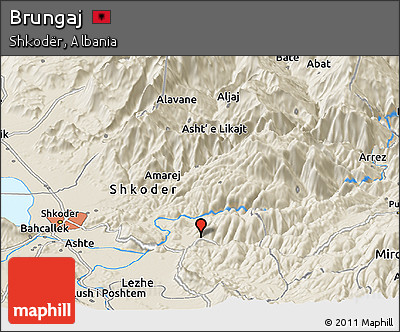 Shaded Relief Panoramic Map of Brungaj