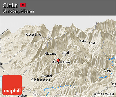 Shaded Relief Panoramic Map of Cinlit