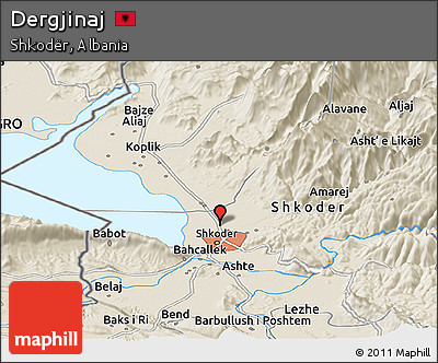 Shaded Relief Panoramic Map of Dergjinaj