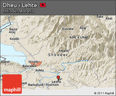 Shaded Relief Panoramic Map of Dheu I Lehtë