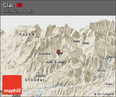 Shaded Relief Panoramic Map of Glac