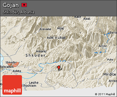 Shaded Relief Panoramic Map of Gojan