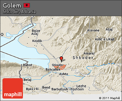 Shaded Relief Panoramic Map of Golem