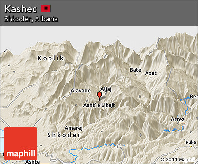 Shaded Relief Panoramic Map of Kashec