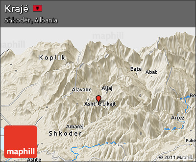 Shaded Relief Panoramic Map of Krajë