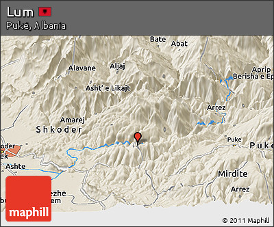 Shaded Relief Panoramic Map of Lum