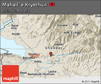 Shaded Relief Panoramic Map of Mahall' E Kryethuit