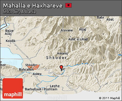 Shaded Relief Panoramic Map of Mahalla E Haxhareve